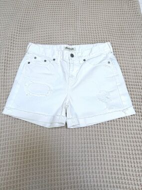 MADEWELL White Distressed Cuffed Denim Shorts [Size 26]